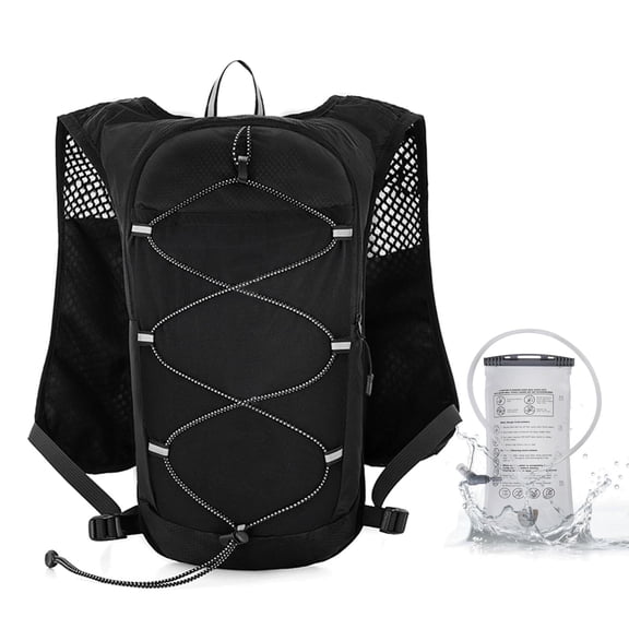 Lightweight Running Hydration Vest for Women Men, Breathable Adjustable Hydration Backpack with 1.5L Water Bladder Bag for Hiking, Trail, Running, Marathons, Cycling (Black)