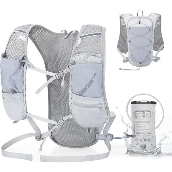 Lightweight Running Hydration Vest for Women Men, Breathable Adjustable Hydration Backpack with 1.5L Water Bladder Bag for Hiking, Trail, Running, Marathons, Cycling(wwx)