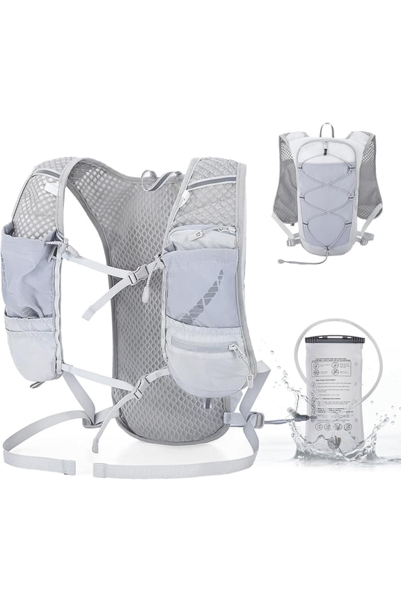 Lightweight Running Hydration Vest for Women Men, Breathable Adjustable Hydration Backpack with 1.5L Water Bladder Bag for Hiking, Trail, Running, Marathons, Cycling