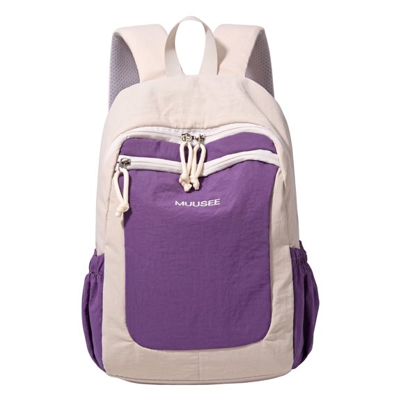 Lightweight School Backpack, Spacious Laptop Backpack with Widen Shoulder Strap, Multi-layer Schoolbag for Outdoor Hiking Camping, Purple