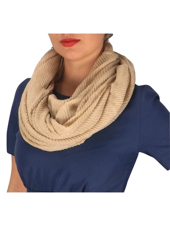 Lightweight Sheer Shimmering Crinkled Pattern Infinity Loop Scarf