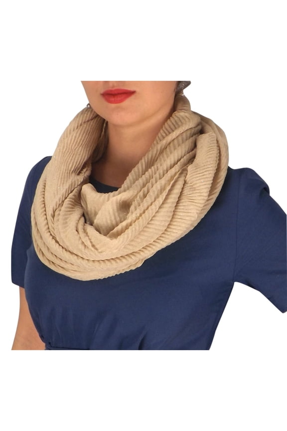 Lightweight Sheer Shimmering Crinkled Pattern Infinity Loop Scarf