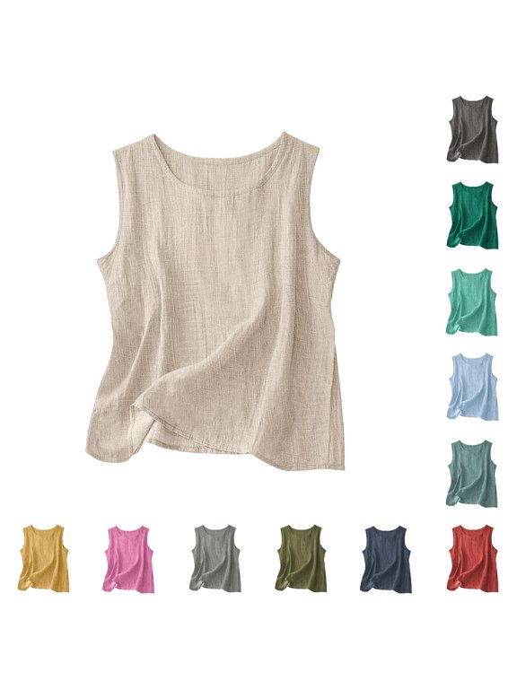 Lightweight Sheer Sleeveless Blouse For Casual Loose Fit Summer Camisole Top with Round Neck Comfortable Basic Tank Athletic Crop Tops