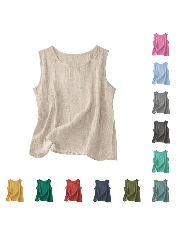 Lightweight Sheer Sleeveless Blouse for Casual Loose Fit Summer Camisole Top with Round Neck Comfortable Basic Tank Back The Top Women