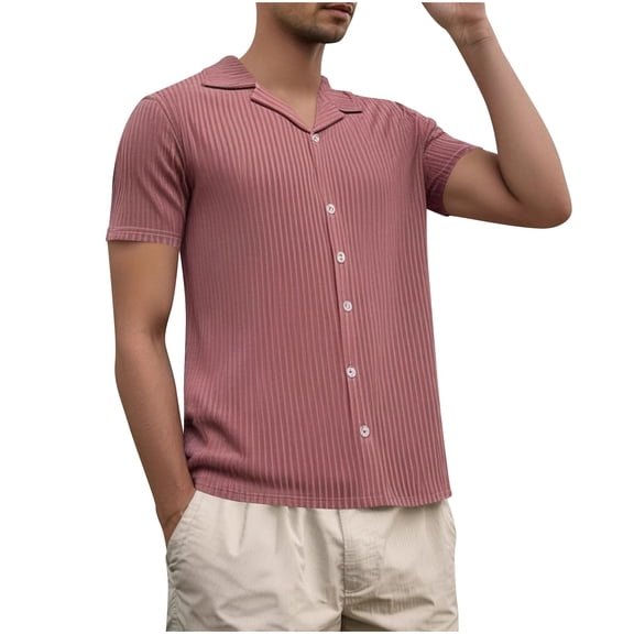 Lightweight Shirts for Men Tshirts Pack Men's Casual Button Down Shirts - Fashion Short Sleeve Textured Dress Shirts Slim Fit Summer Beach Vacation Shirt Top