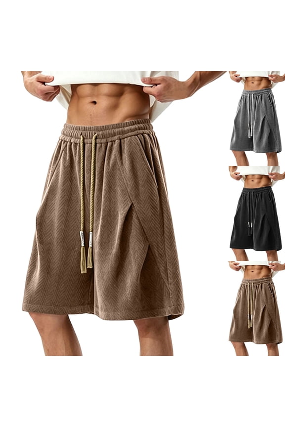 Lightweight Shorts for Men Herringbone Shorts Loose Straight Summer Sports Casual Knee-Length Shorts Men's Breathable Shorts