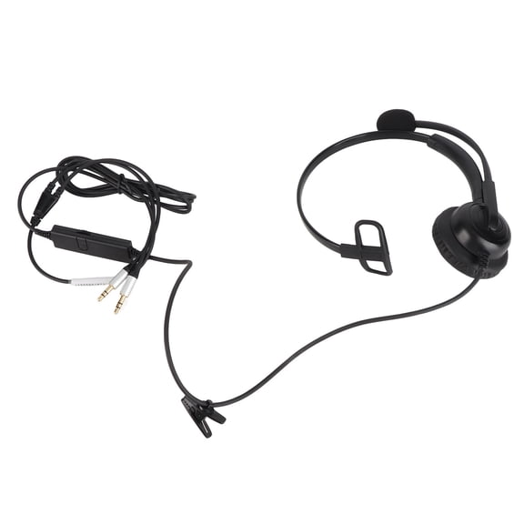 Lightweight Single Ear Headset Noise Canceling Wired PC Headphones Dual 3.5mm Ports 6.69 inches / 17 cm