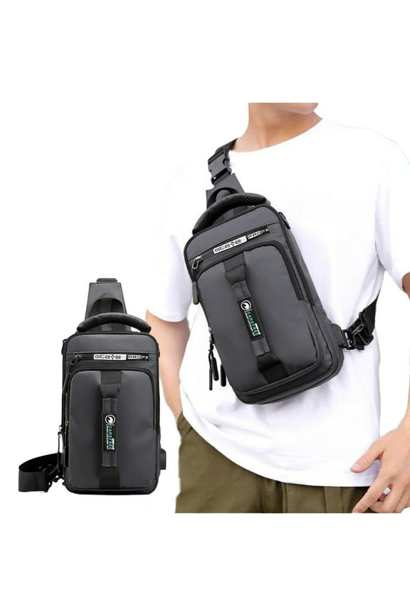 Lightweight Sling Bag for Men & Women | Adjustable Shoulder Backpack | Chest Pack with Earphone Hole | 30x18x5cm | Polyester Daypack for Hiking, Camping, Travel | Fits 7.9" Tablet