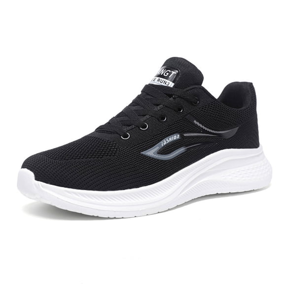 Lightweight Slip On Sneakers for Men Casual Breathable Lace Up Running Shoes Non Slip Work Shoes with Arch Support White 9.5