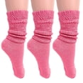 thumbnail image 1 of Lightweight Slouch Socks for Women Extra Thin Hot Pink Cotton Socks 3 Pairs Size 9-11, 1 of 5