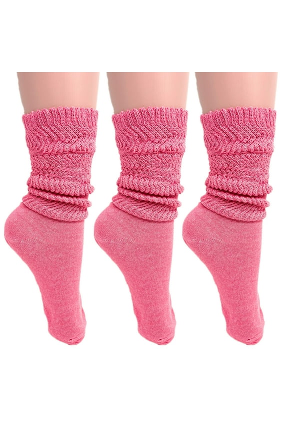 Lightweight Slouch Socks for Women Extra Thin Hot Pink Cotton Socks 3 Pairs Size 9-11