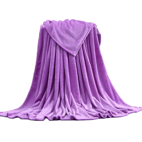 Lightweight Soft Flannel Blanket For Summer Sofa, Cozy Thin Throw For Bedroom, Breathable Fiber Air Conditioner Quilt Cover, 27.5x40 Inch, Purple