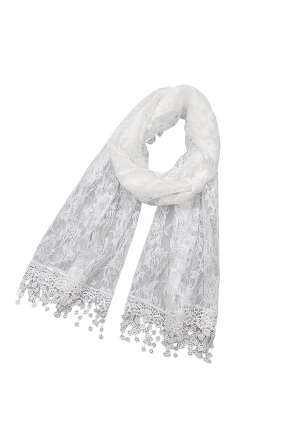 Lightweight Soft Flower Lace Fringes Scarf Shawl Wraps for Women Elegant Sheer Mesh Capes Wedding Bridal Stoles Scarves