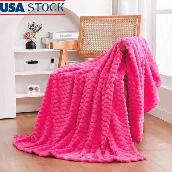 Lightweight Soft Fuzzy Flannel Fleece Throw Blanket Cozy Decorative Couch Chair