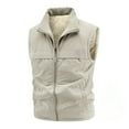 thumbnail image 1 of Lightweight Softshell Vest for Men Fleece-Lined Zipper Jacket with Pockets Sleeveless Stand Collar Softshell Vest Outerwear Winter Warm Loose Fit Vest Coats for Running Golf Hiking Travel,Brown XL, 1 of 6