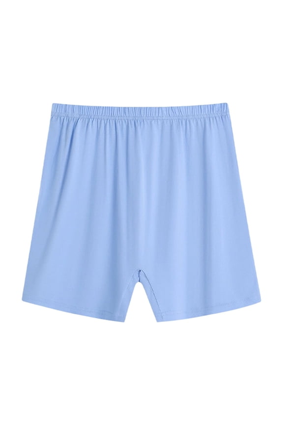 Lightweight Solid Color Boxers Men's Casual Breathable Loungewear Sleep Bottoms Light Blue 4XL