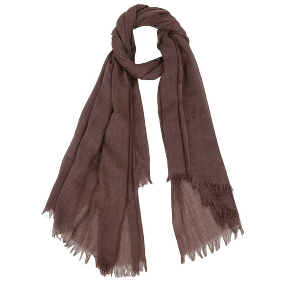 Lightweight Solid Cotton Linen Scarf Large Long Gauze Beach Wrap Shawl 78 Inches- One Size Fits Most, Coffee