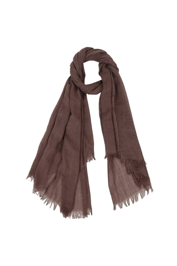 Lightweight Solid Cotton Linen Scarf Large Long Gauze Beach Wrap Shawl 78 Inches- One Size Fits Most, Coffee