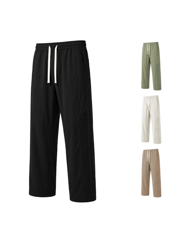 Lightweight Solid Mesh Ice Silk Relaxed Casual Pants for Everyday Comfort and Breathable Wear Casual Memory Boy Year Star Apparel Band 1 Chinos Men Mens Pants 42x34 Little Little L Size 50 Pants for