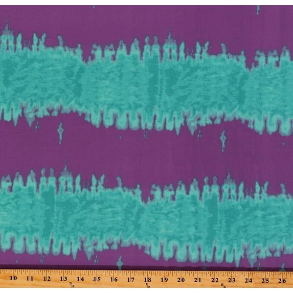 Lightweight Spandex Polyester Matte Jersey Tie Dye Look Purple Aqua Stretch Knit Fabric By the Yard (2787F-7N)