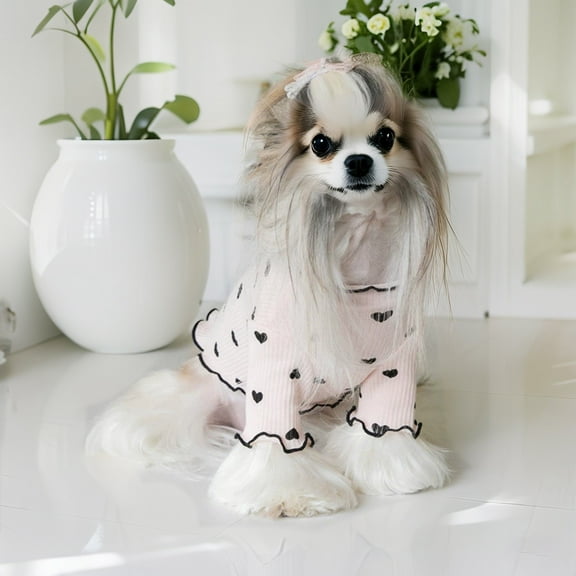 Spring Summer Lightweight Pet Apparel for Small Dogs Cats Adorable Homewear Tees Vests Heart Designs