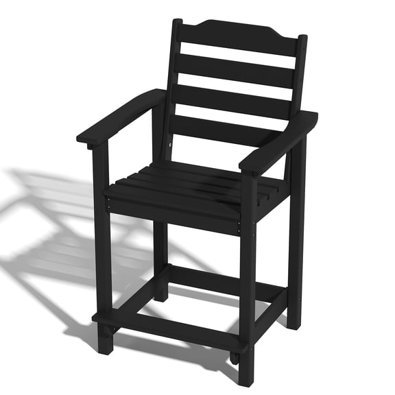 Lightweight Stackable Outdoor Bar Stool - Rust Resistant HDPE & Aluminum Frame for Beach House, Pool Deck, Resort Restaurant - Black