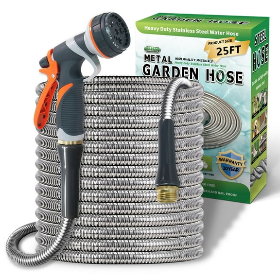 Sunifier Heavy Duty 25 ft Kinkless Flexible Metal Garden Hose
