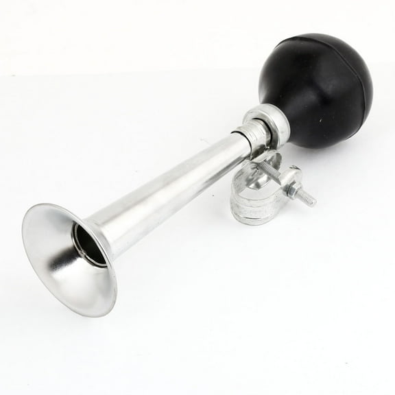 Lightweight Stainless Steel Rubber Horn Shaped Bicycle Bike Bell Ring for 0.8" Handlebar Silver Tone Black