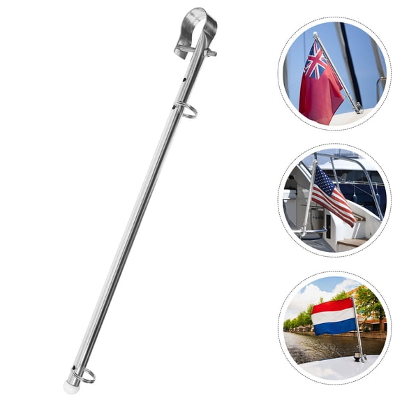 Lightweight Stainless Steel Yacht Flagpole with Boat Mount Holder, Weatherproof and Marine Flagpole