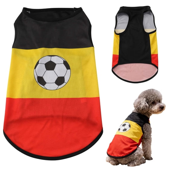 Lightweight Stretch Brasil Dog Soccer Jersey, Mesh Breathable Short Sleeve Pet Sportswear, Puppy Apparel for Outdoor Walking Running All Sized Dogs