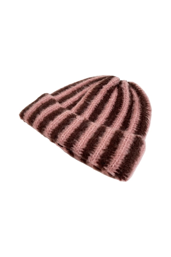 Lightweight Striped Knitted Cap Breathable Nylon Blend Comfort Skiing Hat Cuff Photo Props