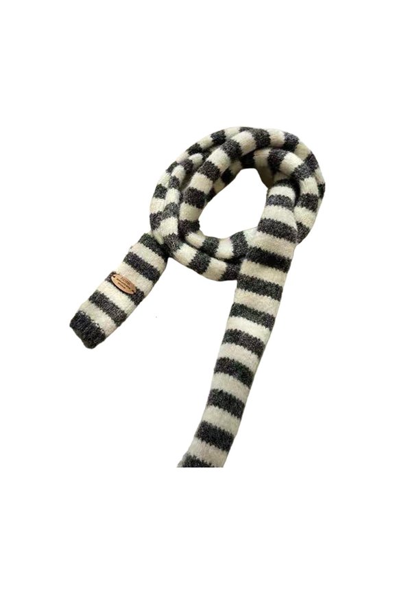 Lightweight Striped Scarf Soft Polyester Knit Winter Fashion Long Muffler Unisex