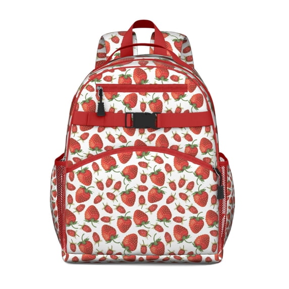Lightweight Student Backpack with Fresh Strawberry and Berry Patterns Spacious School Book Bag for Student and Students Perfect for Back to School and Travel