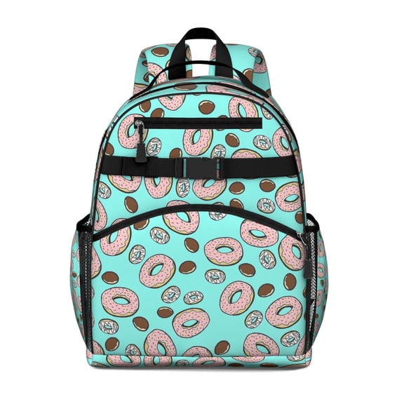 Lightweight Student Backpack with Sweet Donut and Coffee Patterns Spacious School Book Bag for Student and Students Perfect for Back to School and Travel Adjustable Chest Strap