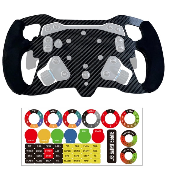 Lightweight Suede Steering Wheel For Logitech G RS50 System or Pro SIM;Supper lightweight Real Carbon Fiber Compatible with Logitech G RS Racing Wheel,12 Inch F1 Style,Black
