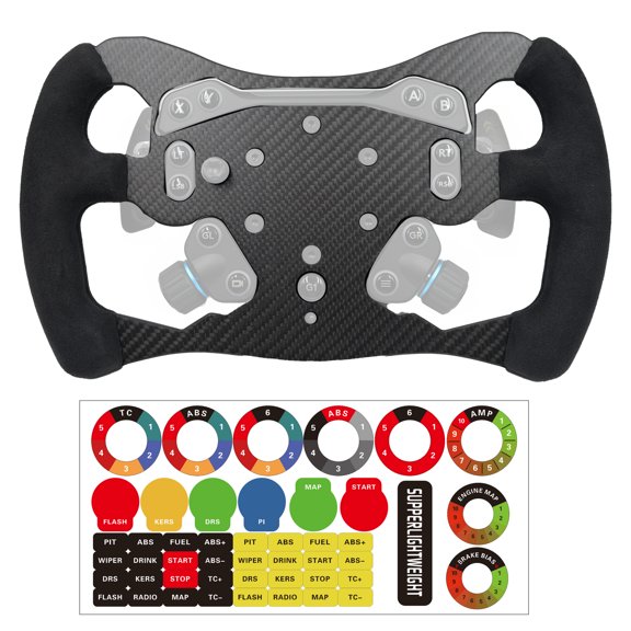 Lightweight Suede Steering Wheel For Logitech G RS50 System or Pro SIM;Supper lightweight Real Carbon Fiber Compatible with Logitech G RS Racing Wheel,12 Inch Squar Style,Black 1
