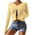thumbnail image 1 of Lightweight Summer Cardigan Cropped New Lightweight Sweaters for Women Long Sleeve Button down Crew Neck Cardigans Casual Knit Fall Outfits Yellow M, 1 of 9