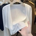 thumbnail image 1 of Lightweight Summer Cardigan For Women Short Sleeve Open Front Knit Everyday Layering, L, White, 1 of 3