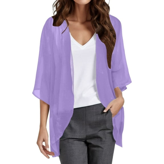 Lightweight Summer Cardigan Summer Solid Flowy Dolman Sleeves Cover Up Elegant Draped Open Front Cardigan Beach Swimwear Cardigans for Women Trendy Purple XXL