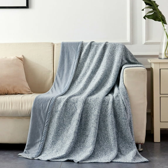 Lightweight Summer Cold Thin Blankets for Sleeping, Soft Blanket for Bed, Throw Size, Blue