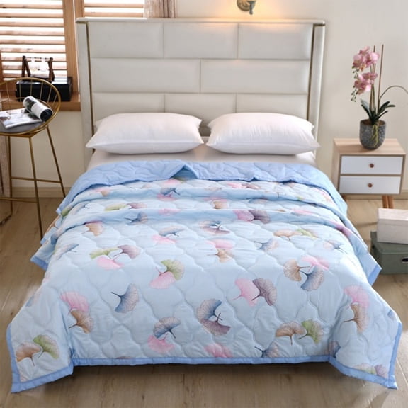 Lightweight Summer Cooler Quilt for Hot Sleepers, Double Sided Cold Effect Blanket 150x200cm, Breathable Cotton Spandex Blend for Night Sweats Relief