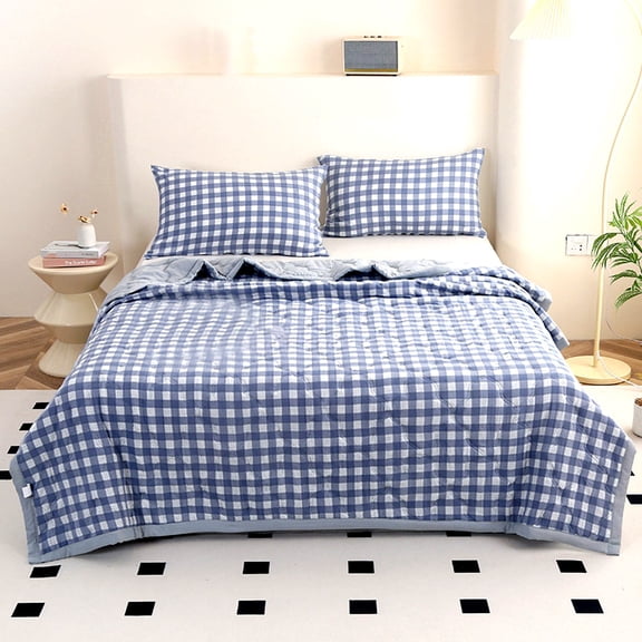 Lightweight Summer Cooling Quilt, Washed Soft Cotton Thin Blanket for Hot Weather, Breathable Air Conditioning Quilt for Bed Sofa Dorm Bedding