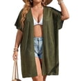 thumbnail image 1 of Lightweight Summer Crochet Cardigan for Women Short Sleeve Open Front Kimono Beach Cover Ups, 1 of 9