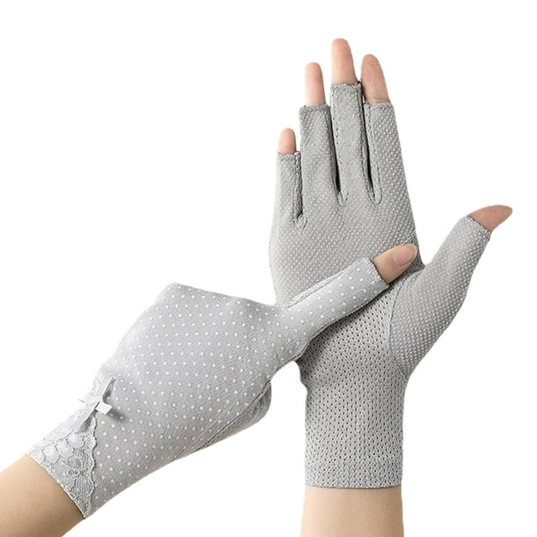 Lightweight Summer Fingerless Gloves Men Women UV Sun Protection Driving  Cotton Gloves Nonslip Touchscreen Gloves,grey