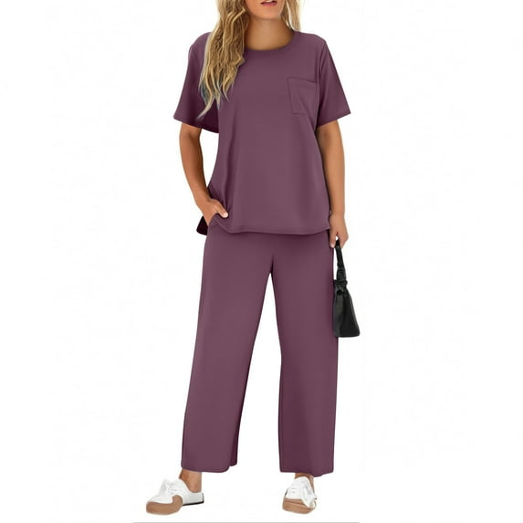 Xdegoge Cotton Linen Sets for Women Two Piece Crewneck Sleeveless Casual Tops Trendy Outfits Oversized Long Wide Leg Pants Homewear Vacation Matching Clothes