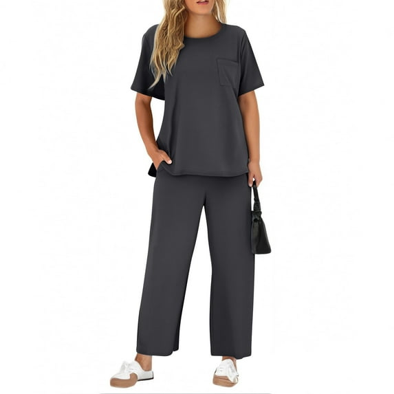 Xdegoge Cotton Linen Sets for Women Two Piece Crewneck Sleeveless Casual Tops Trendy Outfits Oversized Long Wide Leg Pants Homewear Vacation Matching Clothes