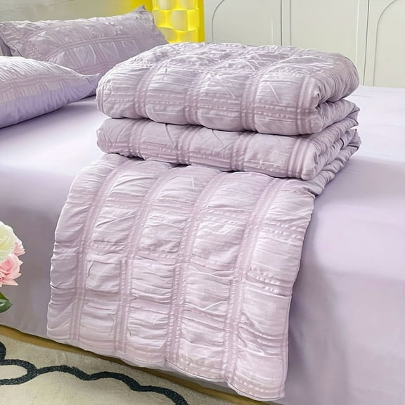 Lightweight Summer Quilt - Breathable Seersucker, Soft & Comfortable Bedding for All Seasons, Perfect for Bedroom Decor