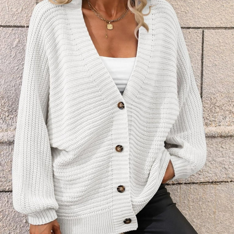 Lightweight Summer Sweater Long Cardigan Oversized Cardigan Sweaters Oversized Cardigan Cotton Women s Sweaters Womens Autumn Winter Sweater Solid Color Knit Cardigan Loose Sweater White S Walmart