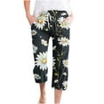 thumbnail image 1 of Lightweight Summer Trousers Women Ladies Cotton Linen Boho Trousers with Pocket Floral Printed Cropped Pants Elastic Waisted Wide Leg Trousers Vintage Ethnic Trousers Hippie Palazzo Pants, 1 of 4