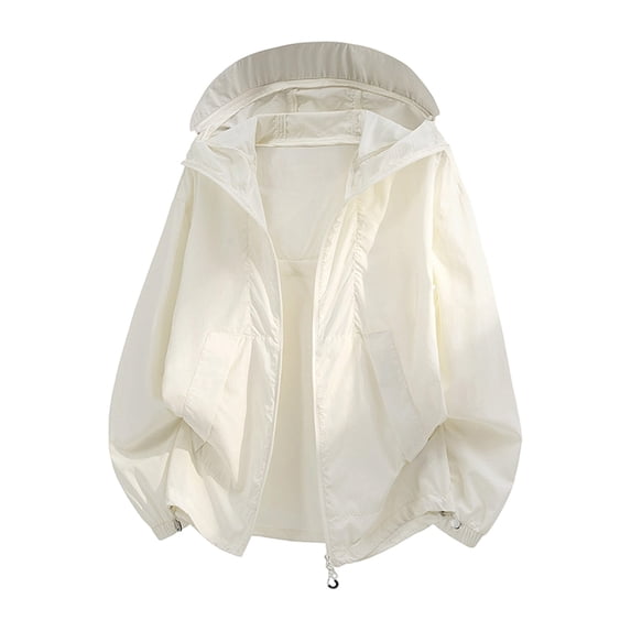 Lightweight Sun Protection Hooded Shirts for Men Casual Outdoor Breathable Jackets for Running Hiking Fishing Beige XL(XL)